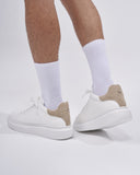 V-Harmony Men's White Shoes with Beige Suede Heel Tab (9)