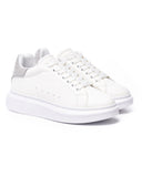 V-Harmony Men's White Shoes with Gray Suede Heel Tab (3)