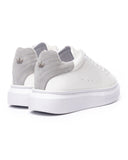 V-Harmony Men's White Shoes with Gray Suede Heel Tab (2)