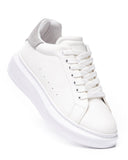 V-Harmony Men's White Shoes with Gray Suede Heel Tab (4)