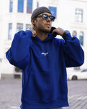 ‘’Slogan’’ Puff Printed Men’s Extra Oversized Blue Hoodie (2)