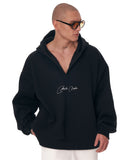 Men's Hook and Loop Oversized Cosy Hoodie in Black (3)