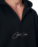 Men's Hook and Loop Oversized Cosy Hoodie in Black (4)