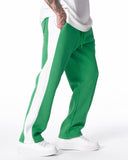 Street Style Green Sweatpants With White Stripes (4)
