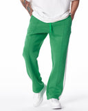 Street Style Green Sweatpants With White Stripes (6)