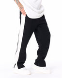 Street Style Black Sweatpants With White Stripes (6)