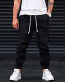 Oversized Black Denim Joggers in Washed Corded and Cuffed (6)