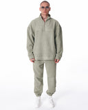 High Collar Half Zip Khaki Tracksuit (9)