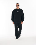 1881 Designer 3D Embroidery Oversized Black Sweatshirt Tracksuit