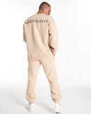 Designer Oversized Beige Sweatshirt Tracksuit Set (4)