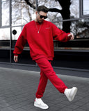 Designer Oversized Red Sweatshirt Tracksuit Set (4)
