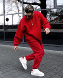 Designer Oversized Red Sweatshirt Tracksuit Set (2)