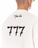 ‘777’ Men’s Oversized White Designer T-shirt with 3D Print Detail (4)