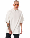 ‘777’ Men’s Oversized White Designer T-shirt with 3D Print Detail (5)