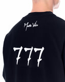 ‘777’ Men’s Oversized Black Designer T-shirt with 3D Print Detail (2)