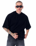 ‘777’ Men’s Oversized Black Designer T-shirt with 3D Print Detail (10)