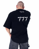 ‘777’ Men’s Oversized Black Designer T-shirt with 3D Print Detail (12)