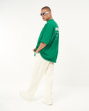 "Slogan" Men’s Oversized Printed Designer T-shirt in Green (5)