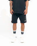 Men's Oversized Vintage Washed 3D Printed Black Shorts