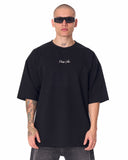 Minimalist Chest Printed Oversized Black T-shirt