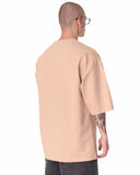 Minimalist Chest Printed Oversized Beige T-shirt (3)