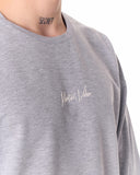 Minimalist Chest Printed Oversized Gray T-shirt (4)