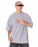 Minimalist Chest Printed Oversized Gray T-shirt (6)