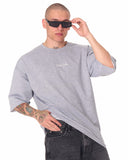 Minimalist Chest Printed Oversized Gray T-shirt (7)