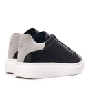 V-Harmony Men's Black Shoes with Gray Suede Heel Tab (3)