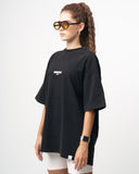 ’Slogan’’ Women’s Oversized Designer Print Detail Black T-shirt (3)