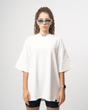 '777’ Women’s Basic Oversized White T-shirt with 3D Print Detail (2)