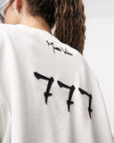 '777’ Women’s Basic Oversized White T-shirt with 3D Print Detail (7)