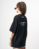 ‘777’ Women’s Oversized Black T-shirt with 3D Print (3)