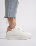 V-Harmony Women's White Shoes with Salmon Heel Tab (7)