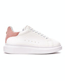 V-Harmony Women's White Shoes with Salmon Heel Tab