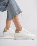 V-Harmony Women's White Shoes with Khaki Heel Tab (9)