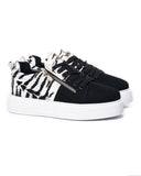Black and White Duo-Zipped Custom Sneakers For Women (3)