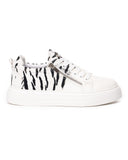 White Duo-Zipped Custom Sneakers For Women