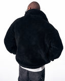 Men's Half Zip Borg Black Sweatshirt (3)
