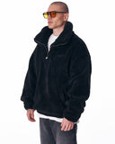 Men's Half Zip Borg Black Sweatshirt (2)