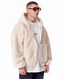 Beige Plush Zipper Hoodie with 3D Embroidery (4)
