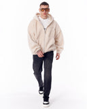 Beige Plush Zipper Hoodie with 3D Embroidery (8)