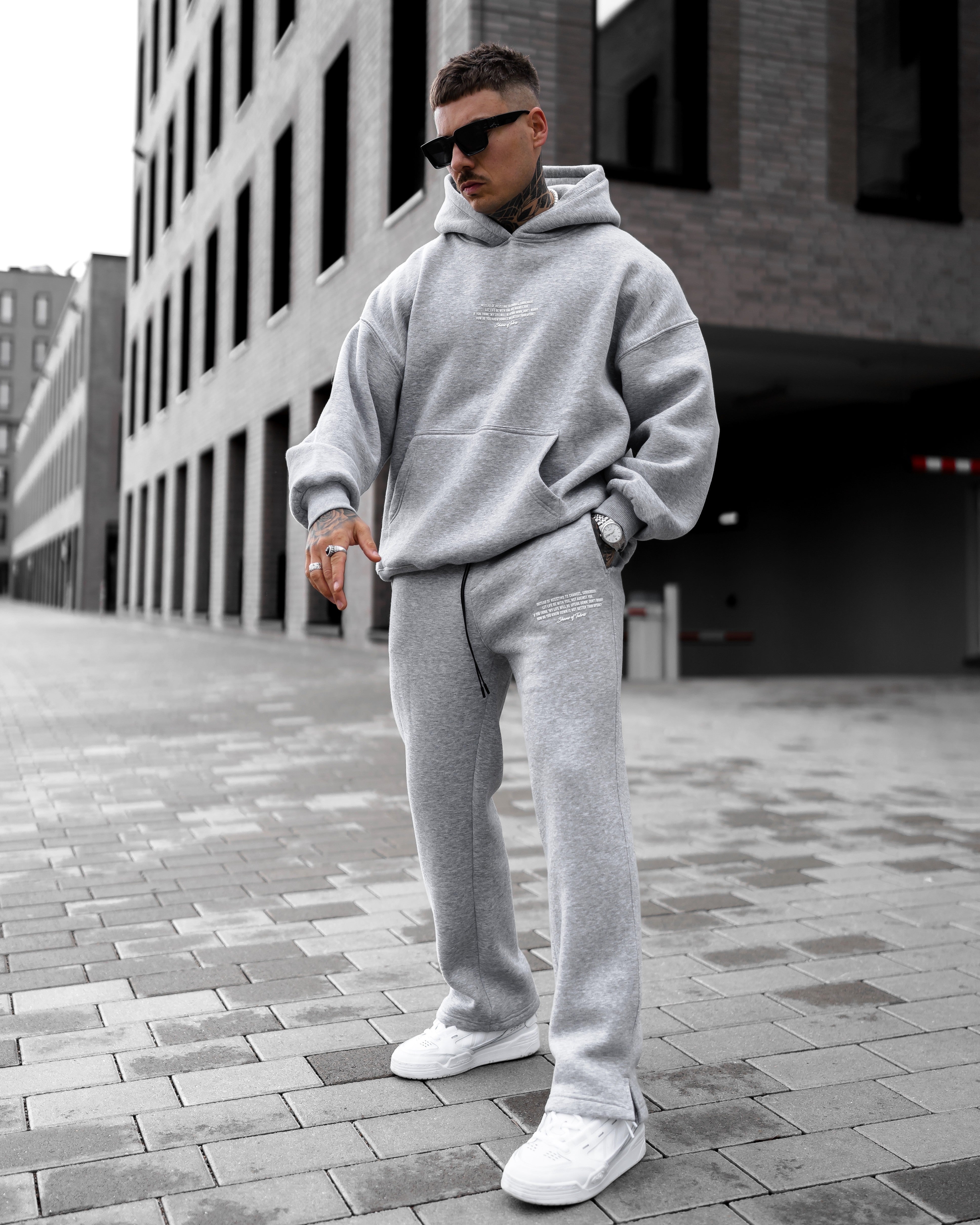 Rumi 3D Printed Oversized Gray Hoodie Tracksuit | Martin Valen
