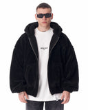 Black Plush Zipper Hoodie with 3D Embroidery (2)