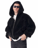 Black Plush Zipper Hoodie with 3D Embroidery (4)