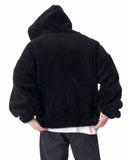 Black Plush Zipper Hoodie with 3D Embroidery (5)