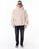 Beige Plush Hoodie With Embroidery Print (10)