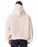 Beige Plush Hoodie With Embroidery Print (2)