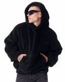 Black Plush Hoodie With Embroidery Print (4)
