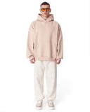 Minimalist Sleeve Printed Beige Oversized Hoodie (7)